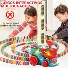 TendenciaJuguete Tren Fichas Domino Niños Juego Vehiculo ElectricoCalidad premium - Azul - Ver 3