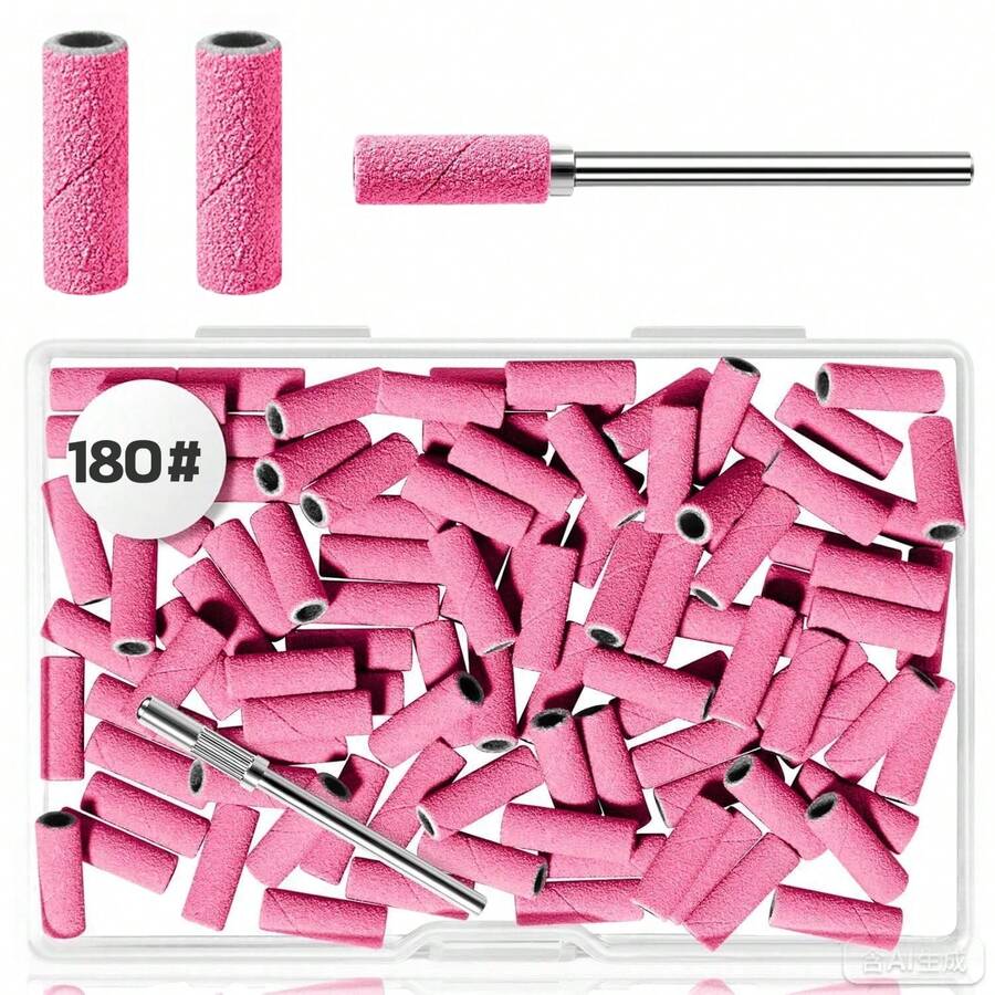 50 Pcs Nail Drill Bits Sanding Bands, 180 Fine Grit Nail File Bands For Acrylic Nails, Gel Manicures & Pedicures, Light Pink - Daily Essential & Holiday Gift For Women - 180 Dây mài màu hồng - Xem 1