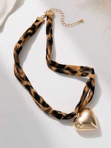 1件装女士时尚高端豹纹秋冬系列吊坠项链，复古风格金属项链，适合日常佩戴和聚会场合 - 彩色 - 查看 3