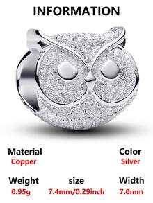 1pc Minimalist Niche Design Silver Matte Skull, Cat Paw, Moon, Owl, Ladybug, Elephant Beaded Bracelet/Necklace, Versatile DIY Accessory, Small Gift - Silver - View 12