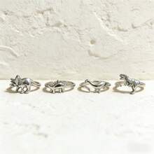 925 Silver Plated Jurassic Dinosaur Adjustable Ring, Cute Animal Theme Ring Suitable For Couples Daily Wear, Party Jewelry Gift - Ring - View 5