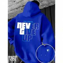 Comfortable Basic Sweatshirt For Everyday Wear Art Never Give Up Streetwear Urban Culture Street Fashion Street Graffiti Tagging Skater Skateboarding Unisex Men's Women's Sweatshirt 50% Cotton 50% Polyester Top Premium Streetwear New Release Immediate Shipping Various Colors!! - 寶藍色 - 查看 1