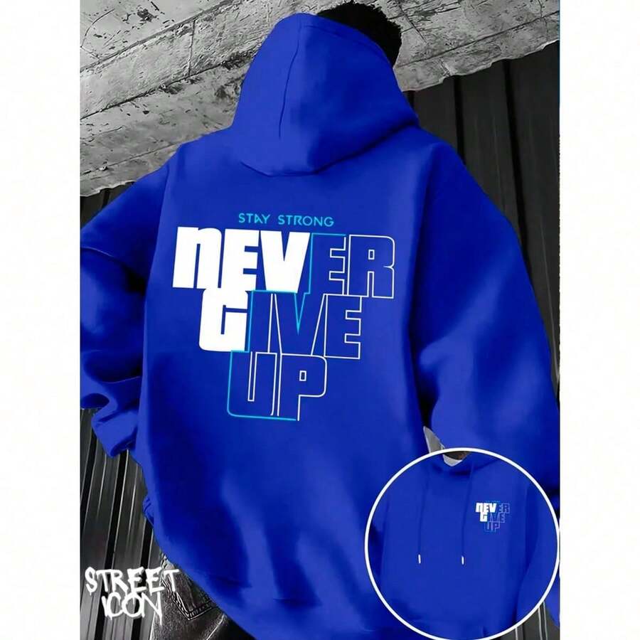 Comfortable Basic Sweatshirt For Everyday Wear Art Never Give Up Streetwear Urban Culture Street Fashion Street Graffiti Tagging Skater Skateboarding Unisex Men's Women's Sweatshirt 50% Cotton 50% Polyester Top Premium Streetwear New Release Immediate Shipping Various Colors!! - 寶藍色 - 查看 1
