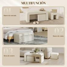 HOMCOM Taburete para cambiar de zapatos - blanquecino - Ver 4