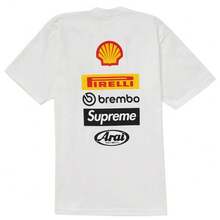 Supreme Ducati Logo Tee | Unisex Motorsports Graphic T-Shirt | Multi-Logo Racing Team Sponsor Print Short Sleeve Cotton Tee | Professional Rider Aesthetic Urban Streetwear Casual Top In Red, Black And White - 白色 - 查看 3