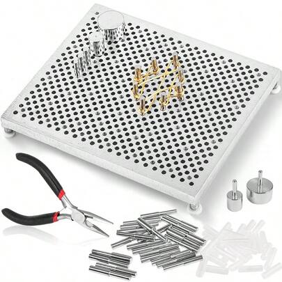 KLONKEE Kit de Jig de Alambre de Aluminio con 30 Clavijas Metálicas para Hacer Joyas, Diseño Básico de Torsión, Elementos con Cuentas, Herramienta DIY para Manualidades de Navidad, Halloween, Acción de Gracias, Incluye Alicates Puntiagudos para Joyería y Kit de Enrollado - No se Necesita Fuente de Alimentación
