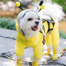 (Puppy Raincoat Four-Legged Waterproof All-Inclusive Teddy Poncho Pet Rainy Day Clothes Small Medium Dog Bixiong Bomei) - Yellow - View 5