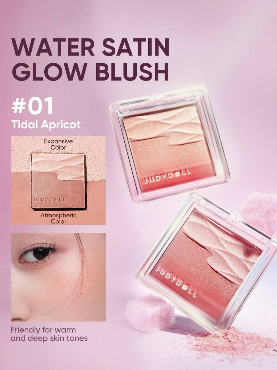 JUDYDOLL 水润缎光腮红，双色透明透亮腮红，打造日常健康光泽和透亮肤色 - #01 Tidal Apricot - 查看 1