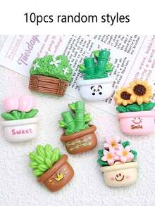 10pcs Mini Colorful Plant Shaped Refrigerator Magnets Set, Cute Sunflower Potted Decor Magnets For Home Kitchen, Creative Fridge Magnet Decorations, Resin DIY Accessories, Suitable For Room, Office, Kitchen, Spring, Easter, Mother's Day, Birthday, Holiday Decor And Gifts - one-size - View 8