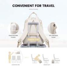 LOVEVOOK Laptop Backpack For Women, 17 Inch Travel Laptop Bag, Waterproof Computer Backpack Purse For Work Teacher Nurse, Durable Casual Daypack - Màu be - Xem 4