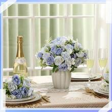 16 Bundles Artificial Peonies Flowers Fake Silk Peony Bouquet Faux Peonies Flowers Bulk For Decoration Vase Florals Arrangements Wedding Party Table (Gradient Blue) - 漸變藍 - 查看 5