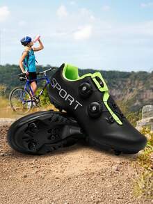 Professional-Grade High-Value Bicycle Shoes, With Triangle & Delta Buckle Clips, Outdoor Cycling Shoes With Strong Grip, MTB Mountain Bike Shoes, Durable & Wear-Resistant, Hardcore Traction, Rotary Buckle Design For Easy On/Off - Black Green - View 6