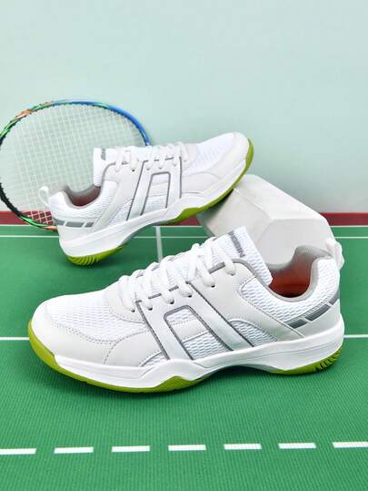 1 Pair Men's Casual Sports Shoes, Suitable For Badminton, Tennis, Table Tennis, Lightweight Breathable Mesh, Shock Absorbing, Professional Sports Shoes For Couples, Outdoor Activities