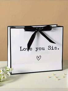 1pc Sister Gift Bag, Unique Premium Sister Gift Bag, Gift Wrap Bag For Sister, Lightweight Tote Bag With Ribbon, Women's Casual Handbag, Wedding Party Gifts, Birthday Gift - Multicolor - View 3