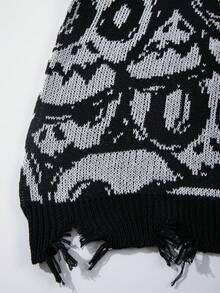 ANDREILEE Spring/Summer New High Street Punk Rock Band Skull Graphic Sleeveless Knit Tank Top For Men - Black - View 8