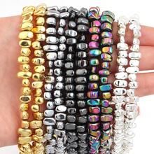 1 String About 90pcs Irregularly Shaped Hematite Beads, Perfect For Necklace Bracelet Keychain Jewelry Making - Irregular Oval - View 2