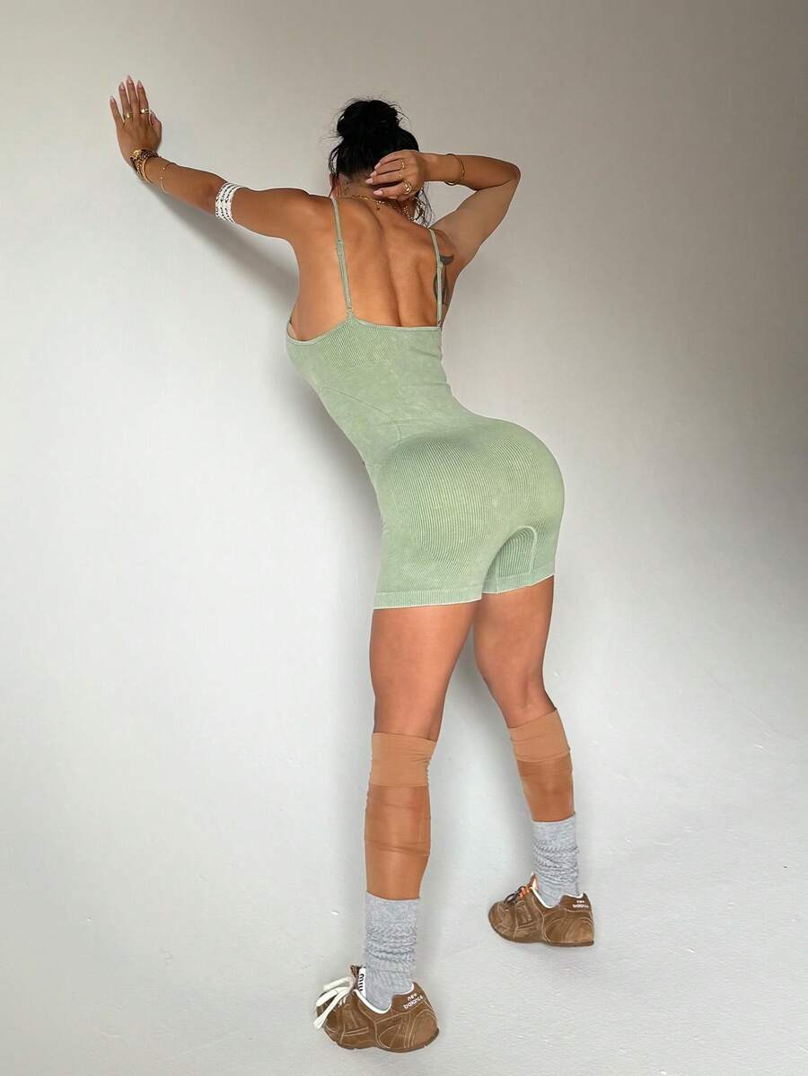 女士普拉提及休闲运动连体衣，夏季 - 軍綠色 - 查看 1