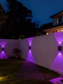 2pcs Outdoor Solar Powered Garden Lights, Warm White/White/RGB 3 Color Options, 9 Lighting Modes, Suitable For Garden, Villa, Fence, Yard, Valentine's Day Garden Decor And Holiday Party Decoration Solar LED Fence Lights - Black - View 7