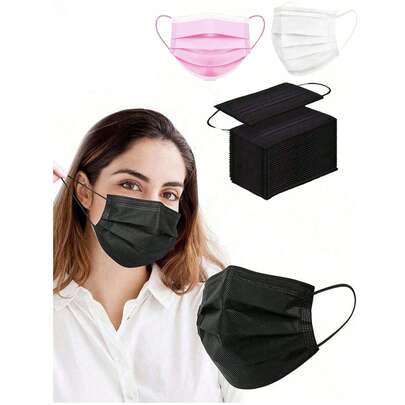 50pcs Disposable Face Masks, Multi-Color Options, Skin-Friendly Soft, 3-Ply Mask, Elastic Ear Loops - Ideal For Home, School, Office, Outdoor And Camping!