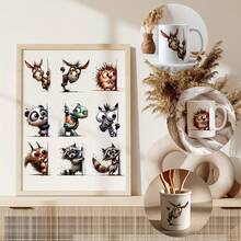 CHNVICK 12PCS/SET UV DTF Cup Wrap Quirky Animals Style UV DTF Transfer Paper Suitable For Mugs, Glasses, Tables, Chairs, Computers, High Viscosity UV DTF Transfer Wrap(Mug Not Included) - Multicolor - View 5