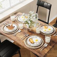 Juego de comedor de 5 piezas para 4 personas que ahorra espacio: mesa de comedor moderna con 4 sillas tapizadas, diseño industrial, ideal para comedor, desayunador, apartamento o cocina comedor. - Marrón Chocolate - Ver 2