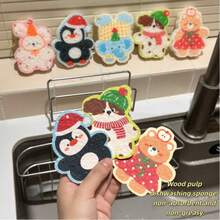 Sponge Cartoon Thickened Wood Pulp Sponge Scrubber, Kitchen Dish Washing Sponge Cleaner - Cartoon - View 3