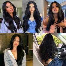 1B Straight One Piece Clip In Hair Extensions Real Human Hair 5 Clips 3/4 Full Head Clip In Human Hair Extensions For Women - Natural Black - View 8