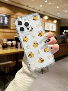 Wave Ripples Bee Painted Braided Wavy Edge Minimalist High-End TPU Painted Anti-Drop Phone Case Compatible With Iphone 17pro/17Air /17/17promax 16/11/16pro/16plus/16promax/16e/15Promax/13/14/12/XS/XR/7G/8PXR /7/8, Painted TPU Anti-Drop Soft Case Compatible With Iphone 15Promax, 13, 14, 12, X, 14 - Multicolor - View 3