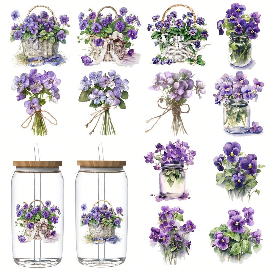 12pcs UV DTF Transfer Stickers, XXX Style, UV DTF Applicable For Glasses, Laptops, Desks & Chairs DIY Creativity, High Adhesive UV DTF Cup Stickers (Glass Cup Not Included) - Multicolor - View 1