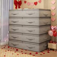 1 pieza Bolsa de almacenamiento plegable de gran capacidad debajo de la cama, bolsa organizadora de armario con cremallera, bolsa de almacenamiento de mantas con cubierta transparente, cremallera doble, asas dobles, a prueba de polvo y humedad, ideal para ropa de cama, juguetes, armario, habitación, temporada, almacenamiento de ropa, espacio de almacenamiento extra grande, organizador doméstico esencial, excelente para el Día de San Valentín, Pascua, almacenamiento de vacaciones - Multicolor1 - Ver 4