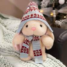 复活节兔子毛绒玩偶，卡通雪花围巾兔子填充动物玩偶，儿童睡眠陪伴玩偶，女孩礼物，家居客厅卧室床上用品柔软毛绒枕头陪伴玩偶 - 雪花兔 - 查看 10