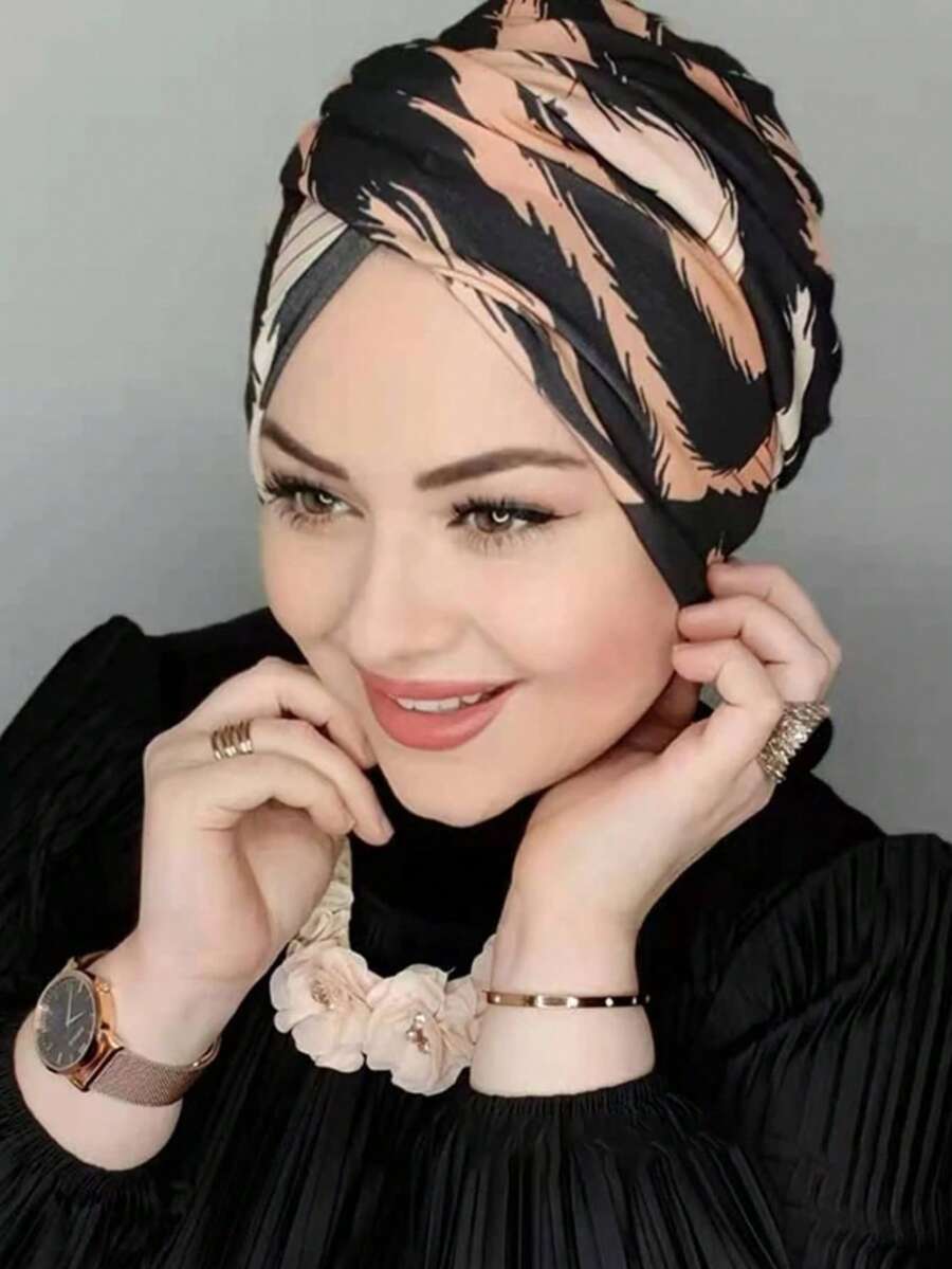 1pc Striped Print Turban Headband With Lining