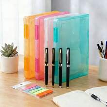 1pc Green A4 File Folder With Writing Pad, Student Supplies Organizer Box, Large Capacity Plastic Document File Box, Office Supplies, Ramadan Gift - Multicolor 2 - View 1