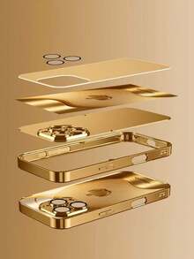 1个可定制手机壳，采用时尚商务金色条纹和苹果设计，兼容 17 Pro Max/17 Air/16 Pro Max/15/17/13/12/11/XS Max/6/7/8 Plus，高端商务定制，高清印刷电镀钢化玻璃材质，防摔设计，是送给家人和朋友的最佳礼物，可爱又美观。 - 金色 - 查看 6