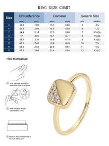 Charm-In 镀金方形锆石戒指，女士款，小众设计感奢华戒指，方形几何简约百搭戒指首饰 - 金色 - 查看 2