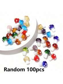 15/25/35/50/60/80/100pcs Multi-Color Mushroom Glass Beads - Colorful Marble Texture Mushroom Decorative Beads, Suitable For Jewelry Making, DIY Necklace, Bracelet, Earrings, Crafts | Vibrant Bead Design | Smooth Texture - Multicolor - View 22