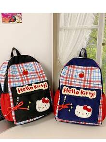 SANRIO Hello Kitty 可爱幼儿园背包 - 卡通印花女孩时尚单肩包，大容量轻便学生书包，无异味面料，加固缝线，科学收纳隔层，适合休闲旅行、户外活动和日常使用，防滑胸扣反光设计，背负舒适，Hello Kitty 粉丝必备可爱单品 - 彩色 - 查看 10