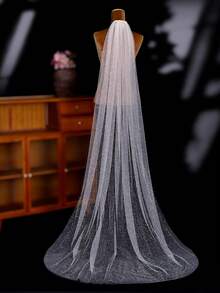 1pc 2m Long Glitter Bridal Veil With Train, Suitable For Women's Cathedral Wedding, Wedding Photography - Multicolor - View 6