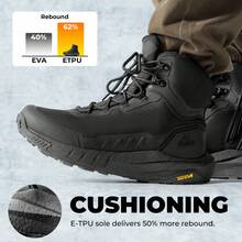 Botas de Senderismo Táctical para Hombre Ligeras con Suela Acolchada para Trabajo todo el día Cremallera Lateral Motocicleta Combate - Negro - Ver 4