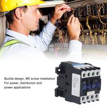 25A Power Contactor Normally Open Electric AC Contactor Silver Alloy Contact M5 Screw Mount AC110V - Blanco y Negro - Ver 2