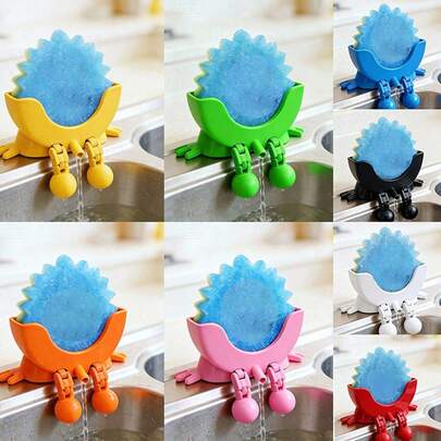 1pc Cute Hanging Sponge Holder With Drainage Function, Keeps Sponge Dry And Smiling, Suitable For Kitchen Sink, 3D Printed Countertop Sponge Holder
