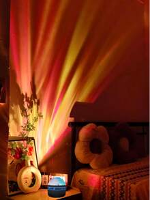 1pc 7-Color Northern Lights Projection Lamp With Remote Control, USB Powered Northern Lights Mood Light, 7 RGB Colors, Suitable For Bedroom, Gaming Room, Living Room - Ideal Christmas Gift, Living Room Decor | Magical Atmosphere Lamp | Decorative Lamp, Starry Night Light - Multicolor - View 1