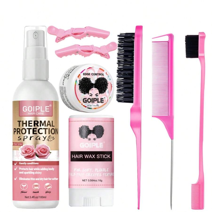 Goiple 热保护喷雾 - 保护秀发免受高达 450°F 高温损伤，八件套包含 100 毫升热保护喷雾、30 克定型啫喱、16 克发蜡棒、蓬松梳、尖尾梳、定型梳和鳄鱼夹。免洗热保护喷雾，抚平毛躁，滋润秀发，令秀发柔顺亮泽。 - 旅行裝 - 查看 1