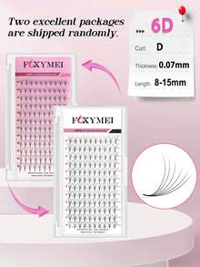 FOXYMEI 12 Rows Premade Volume Fans Eyelashes Extension 3D 6D 10D 12D 14D 16D Pointy Base False Lashes 0.07mm Faux Mink Lashes Wispy Volume Effect Individal,Hand Woven Lash Cluster - Black - View 17