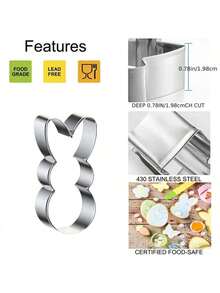 5pcs Large Stainless Steel Easter Bunny Series Cookie Cutters, Including Rabbit, Carrot, Egg, Chick, 5pcs Baking Molds, Cookie Cutters, Ideal For Bread, Cake, Fondant Making, Reusable - Silver - View 3