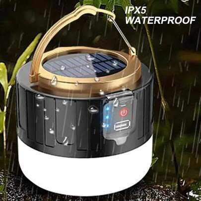 Outdoor Solar Tent Light USB Rechargeable Camping Lamp, Portable Emergency Lantern With Remote Control