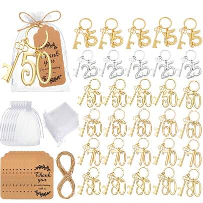 10pcs Gold-Color Bottle Openers, Suitable As 15th, 25th, 50th, 60th, 70th, 80th Birthday Gifts, Anniversary Gifts, Wedding Favors And Gifts, Valentine's Day Gifts, Kitchen And Bar Supplies, Party Favors