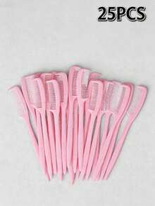 25pcs Pink Eyelash Comb, Mini Eyelash Comb Eyebrow Brush Bangs Brush, Compact Portable Eyelash Brush. Multi-Functional Brush Eyelash Comb Eye Makeup Tools - Multicolor - View 3