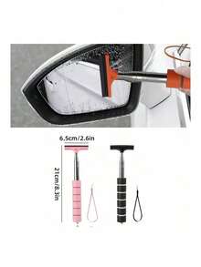 1pc Multi-Color Multi-Function Car Rearview Mirror Glass Cleaner, With Defogging And Scraping Functions - Multicolor - View 11