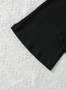 Conjunto de 2 piezas de top sin mangas con estampado de lunares y pantalones acampanados de unicolor para niñas, estilo casual para primavera/verano - Negro - Ver 10